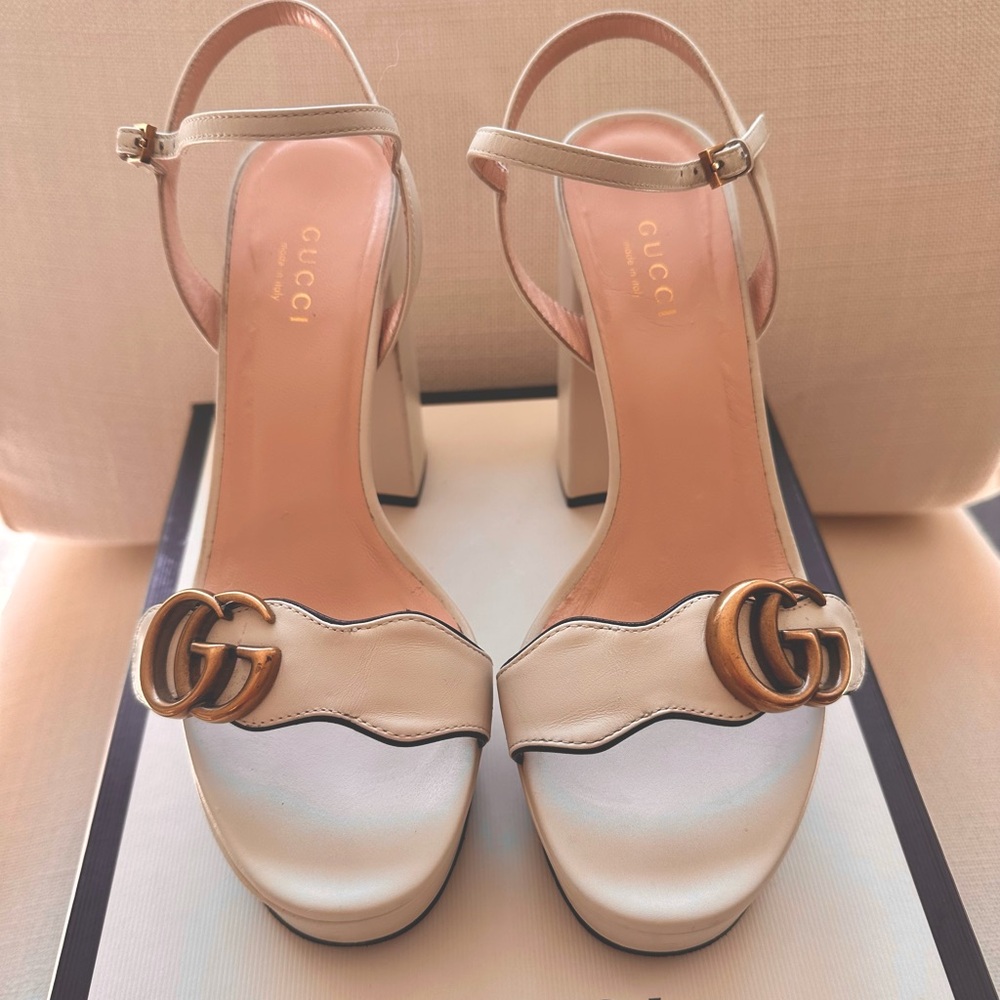 Gucci Double G Marmont Platform leather heels